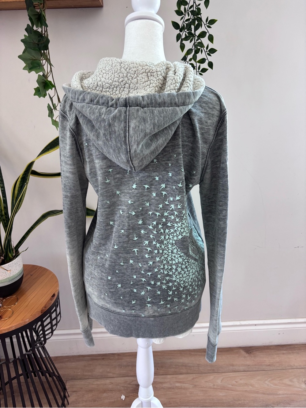 Roxy Gray Sherpa-Lined Zip Hoodie
